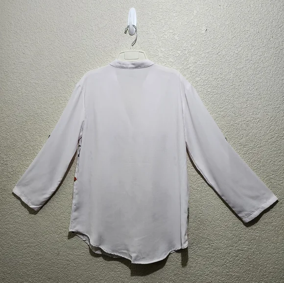 Noracora White 3/4 Sleeve Embellished Button Down Shirt (Unbranded) - Picture 7 of 10